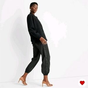 Future Collective x Kahlana Barfield Brown Blk High Rise Nylon Track Pants | 1X